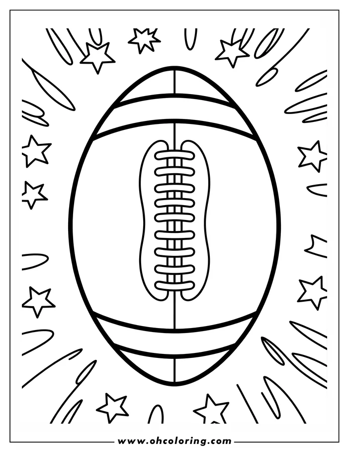 Outline of a football with decorative stars surrounding it.