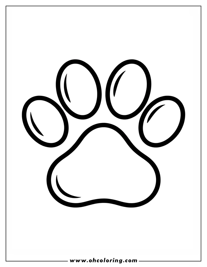 Line art of a simple paw print with four toes and a pad.