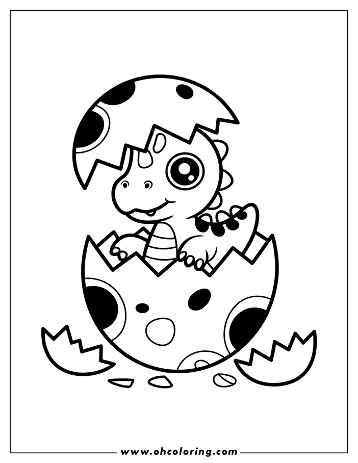 A baby dinosaur hatching from an egg.