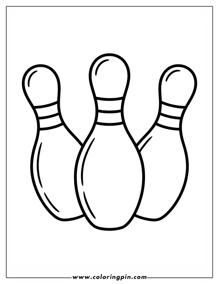 Three bowling pins with stripes stand ready to be knocked down.