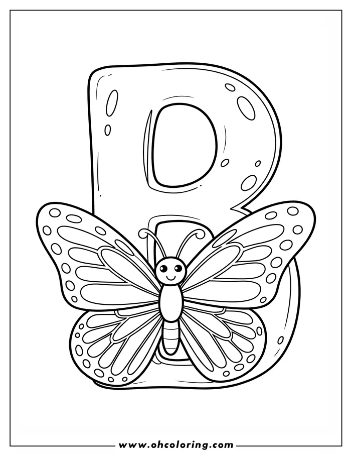 Outline of a butterfly on the letter B