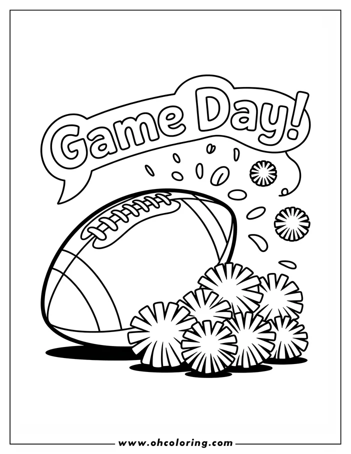 Line art of a football and pom poms for game day