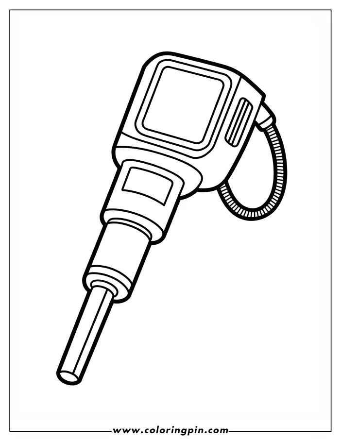 Line art of a jackhammer with a rectangular head and cylindrical body.