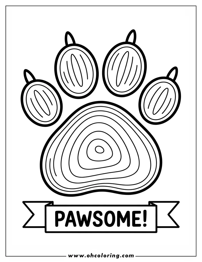 Line art of a paw print with four toes and a pad, surrounded by four small starbursts.