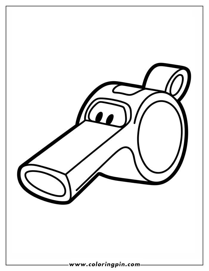 Line art of a whistle with a ring at the top.