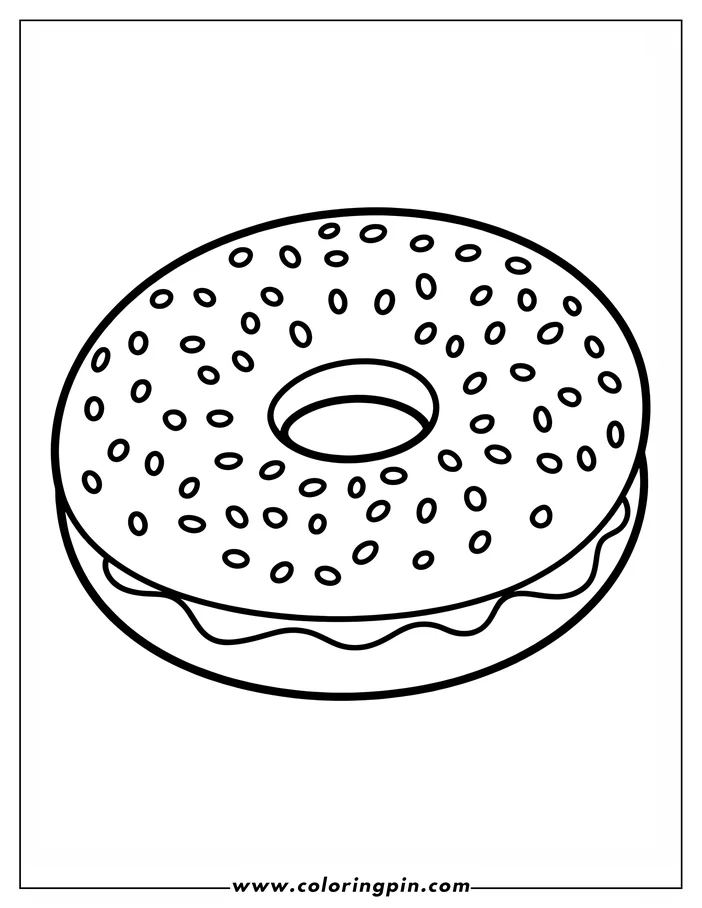 Outline of a bagel with cream cheese or frosting
