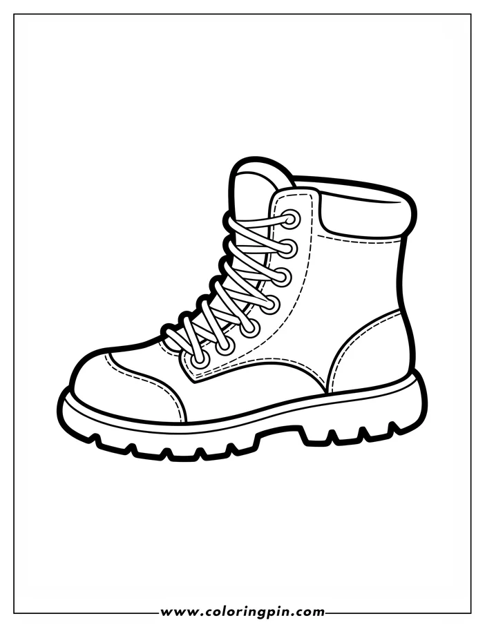 Line drawing of a boot with laces and a thick sole.