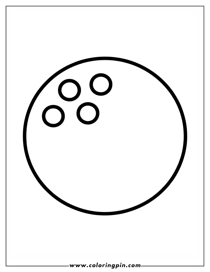 Line art of a bowling ball with finger holes.