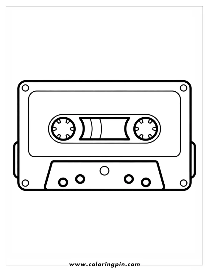 Outline of a classic cassette tape, ready to be colored in.