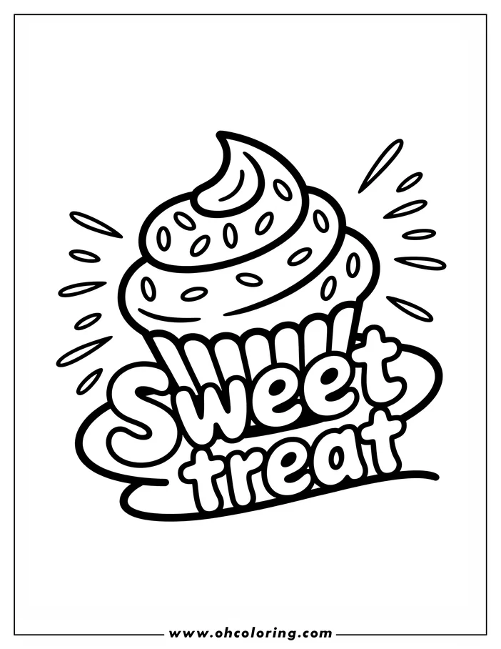 Outline of a cupcake with the words "Sweet Treat"