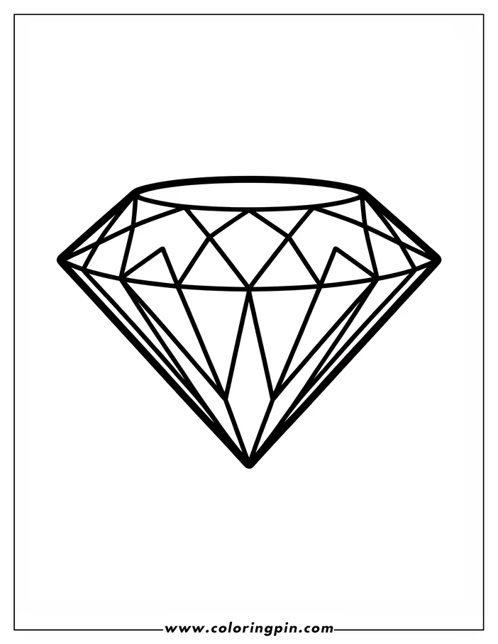 Line art of a classic diamond with multiple facets.