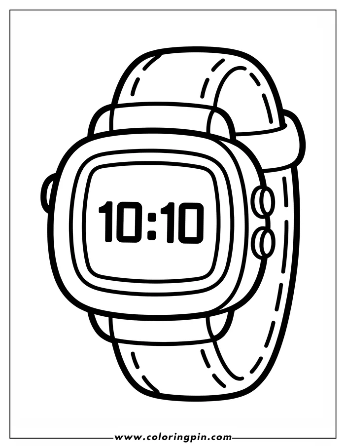 A simple digital watch with the time 10:10 displayed on its face.