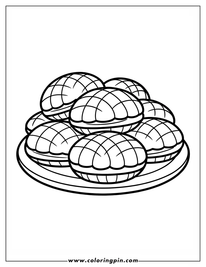 Outline of several dinner rolls arranged on a plate