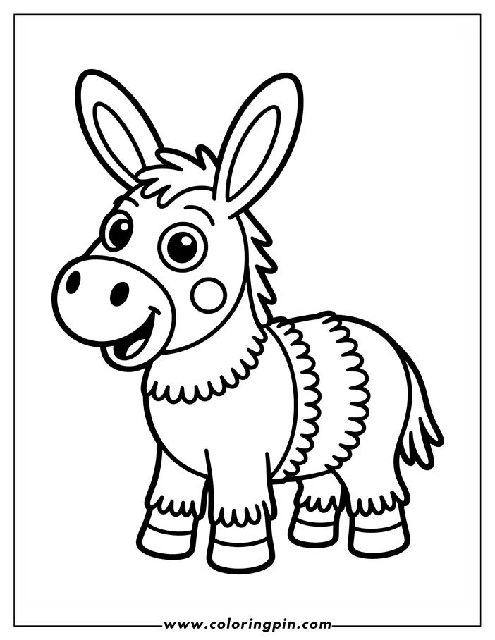 Outline of a donkey pinata, ready to be filled with treats and color