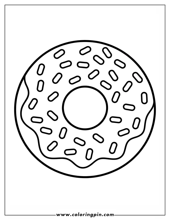 Outline of a donut with icing and sprinkles