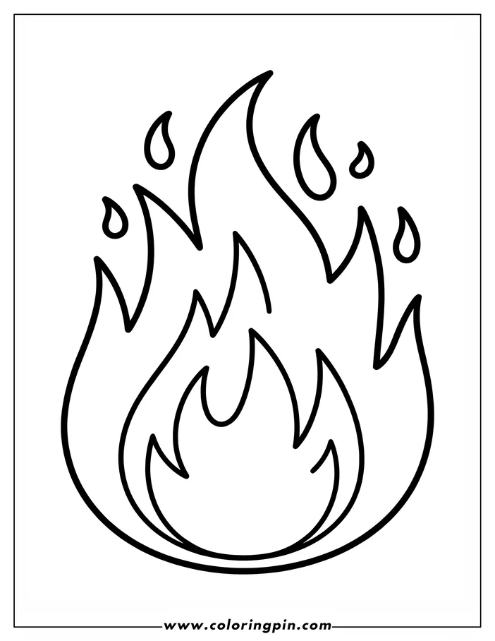 Line art illustration of stylized fire flames.