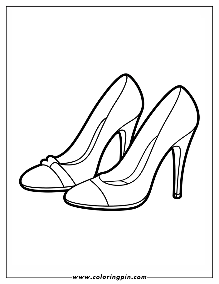 Line art of a pair of high-heeled shoes