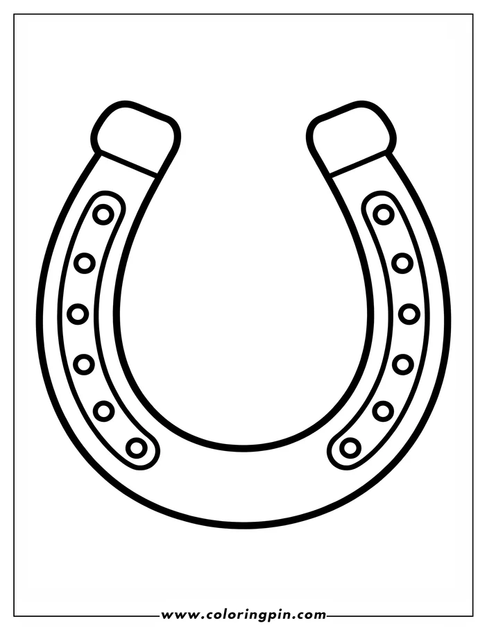 Outline of a horseshoe with nail holes.