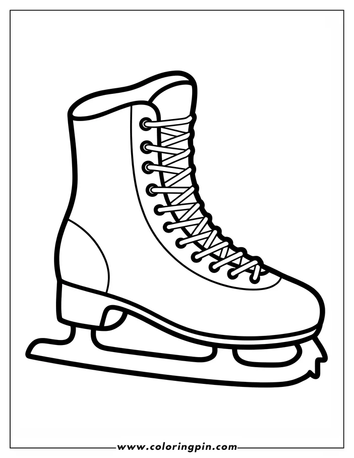 Outline of an ice skate with laces and a blade.