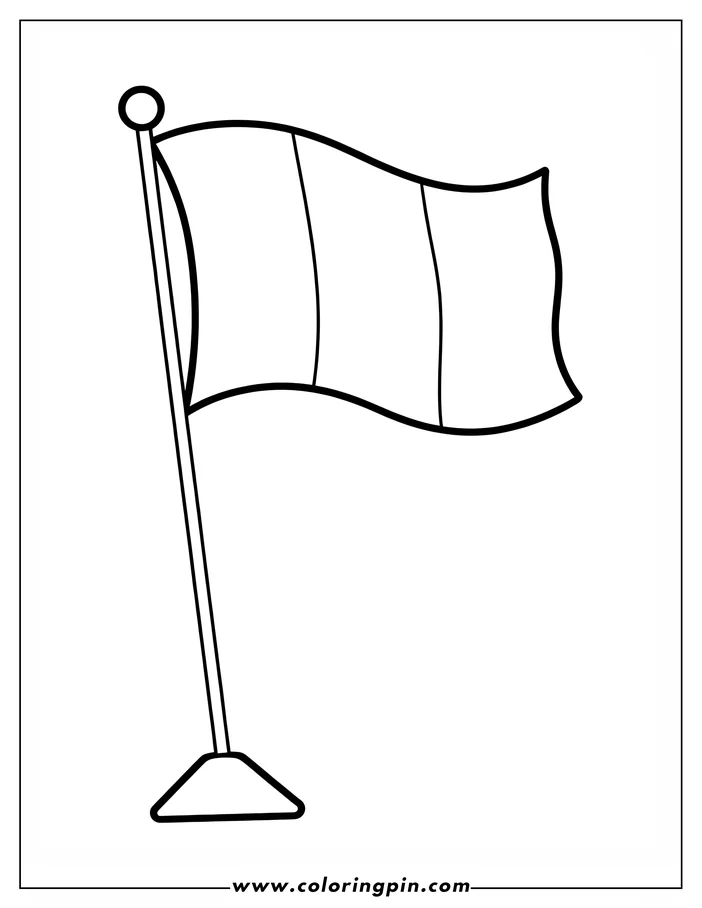 Line art of the Irish flag on a pole with a circular top and triangular base.