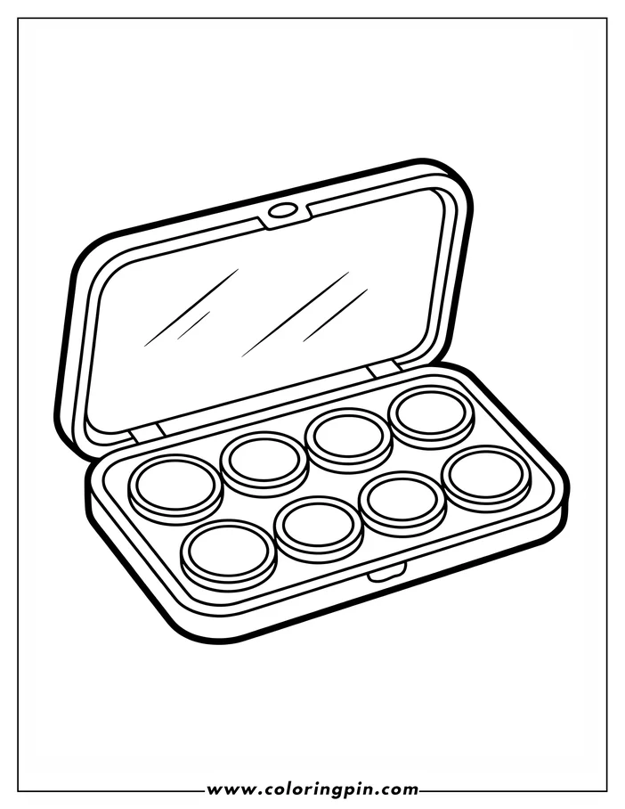 Open makeup palette with eight round wells.