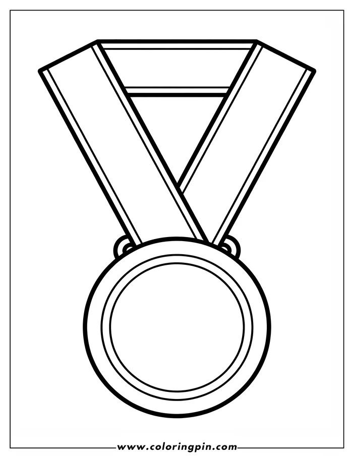 Simple line art of a medal with a v-shaped ribbon.