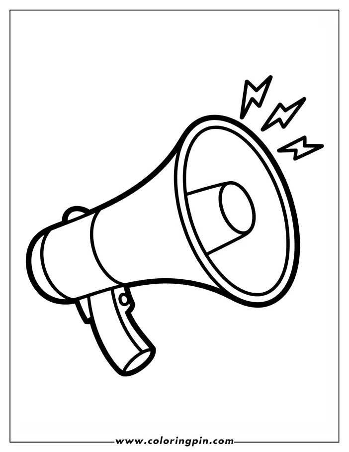 Outline of a megaphone with sound waves coming out