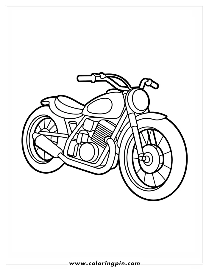 Outline of a motorcycle with large wheels and handlebars.