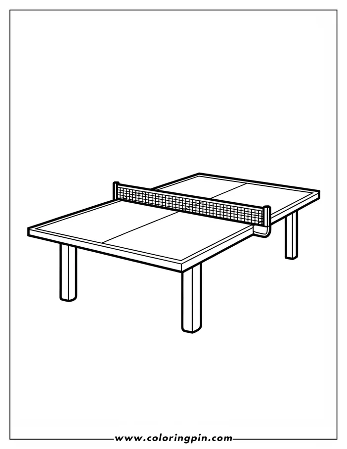 Outline of a ping pong table with a net.