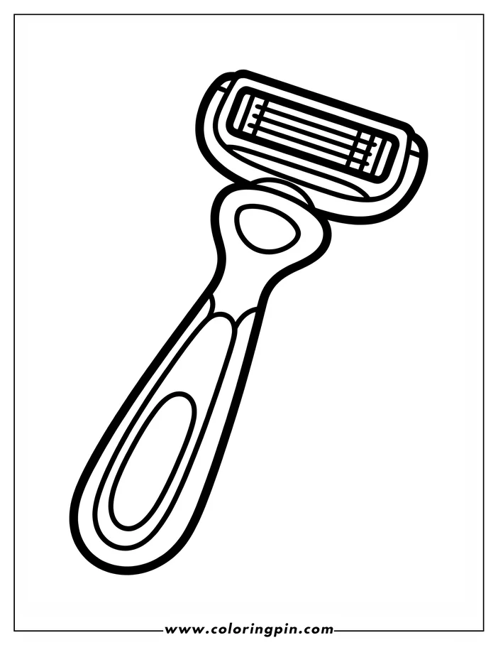 Line art of a razor with a textured handle and multiple blades.