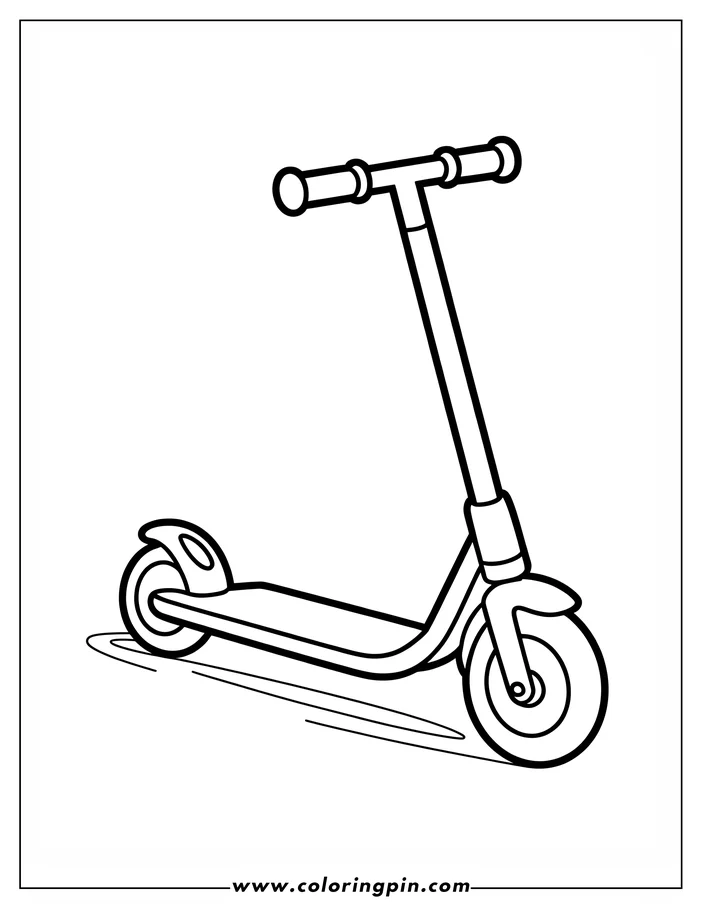 Line drawing of a kick scooter