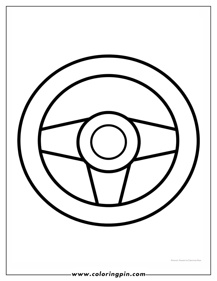Line art of a steering wheel with three spokes.