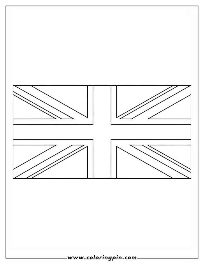 Outline of the Union Jack flag, ready to be colored.