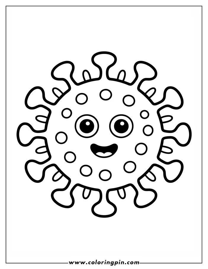 Outline of a friendly-looking cartoon virus.