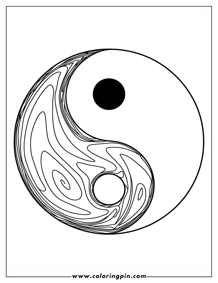 Line art of the Yin and Yang symbol, showing the two contrasting but interconnected halves within a circle.